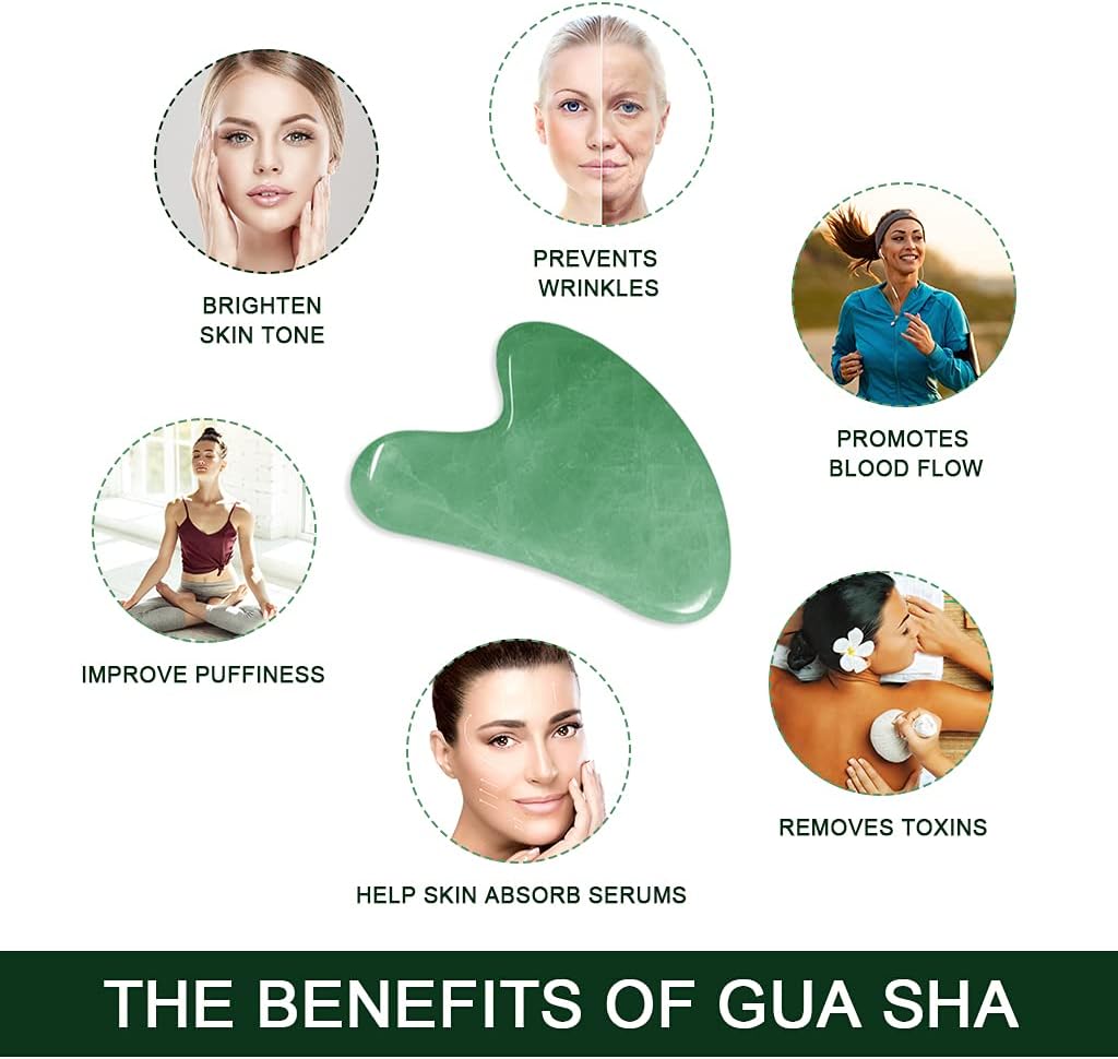 Jade gua sha in use